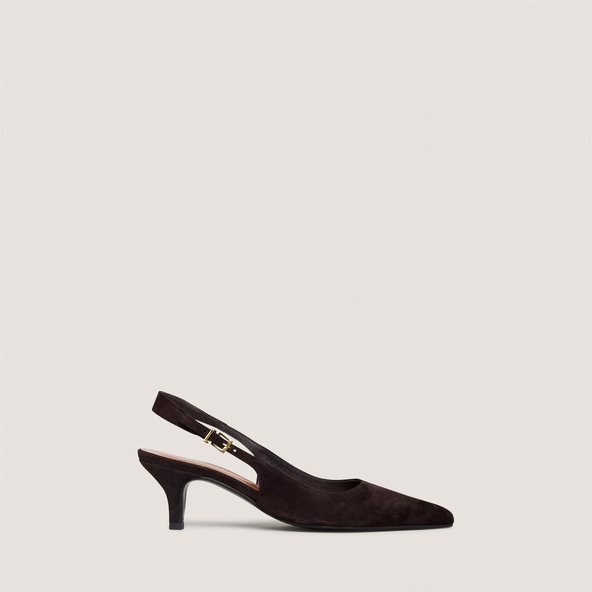 jonak Slingback Pumps with Small Heels in dark brown velvet DOUALA