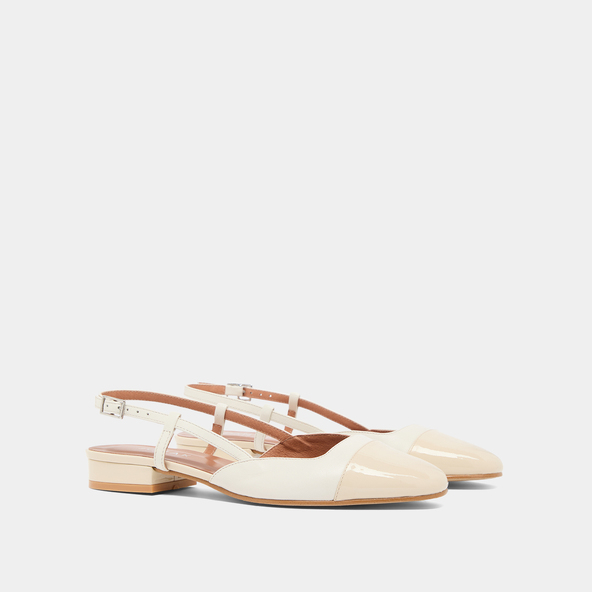 Jonak Slingbacks Ballet Flats In Ecru Patent And Leather DHAPOU