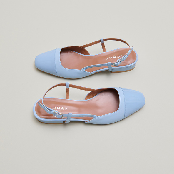 Jonak Slingbacks Ballet Flats In Sky-blue Patent And Leather DHAPOU