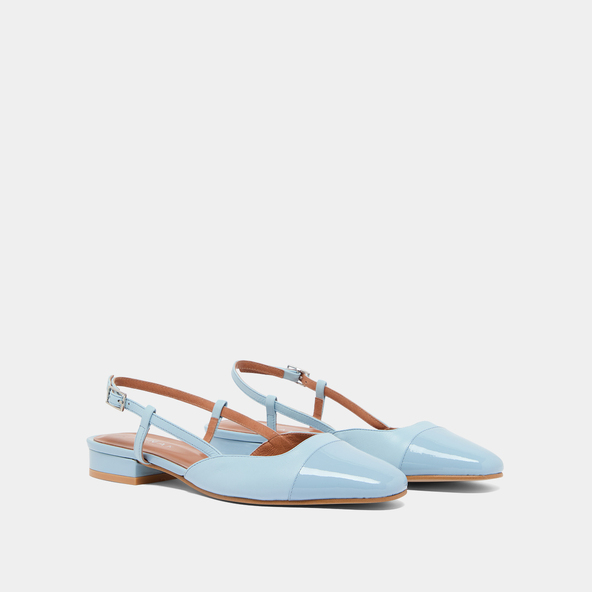 Jonak Slingbacks Ballet Flats In Sky-blue Patent And Leather DHAPOU
