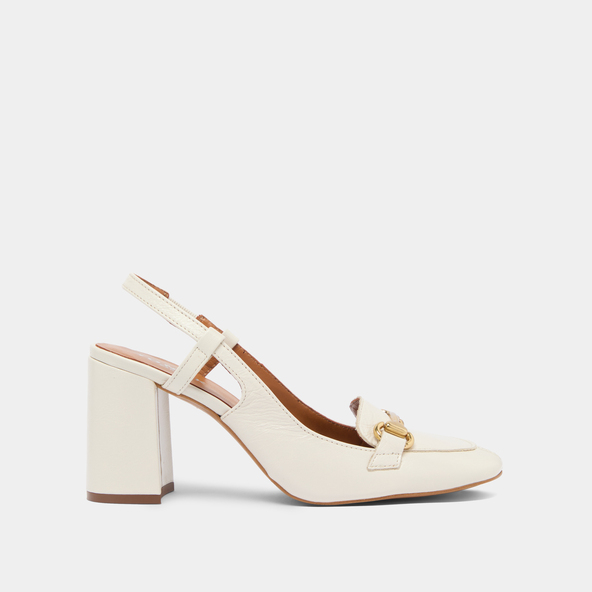 Jonak Slingbacks With Gold Bits In Ecru Distressed Leather BASEL