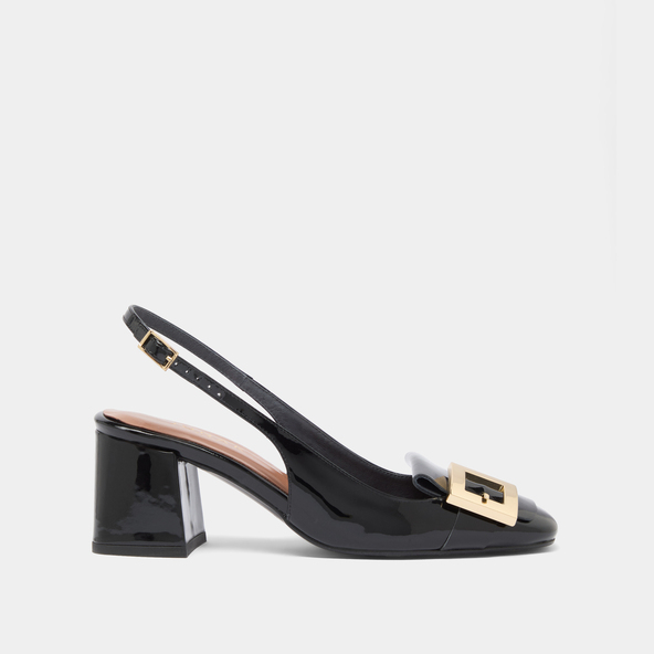 Jonak Slingbacks With Gold Detailing In Black Patent DOLMA