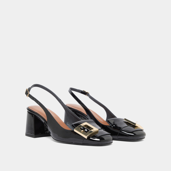 Jonak Slingbacks With Gold Detailing In Black Patent DOLMA
