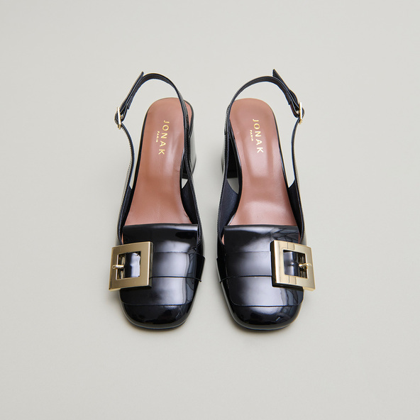 jonak Slingbacks with gold detailing in black patent DOLMA