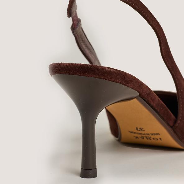 Jonak Slingbacks With Pointed Toe In Brown Velvet DIAMANTINE