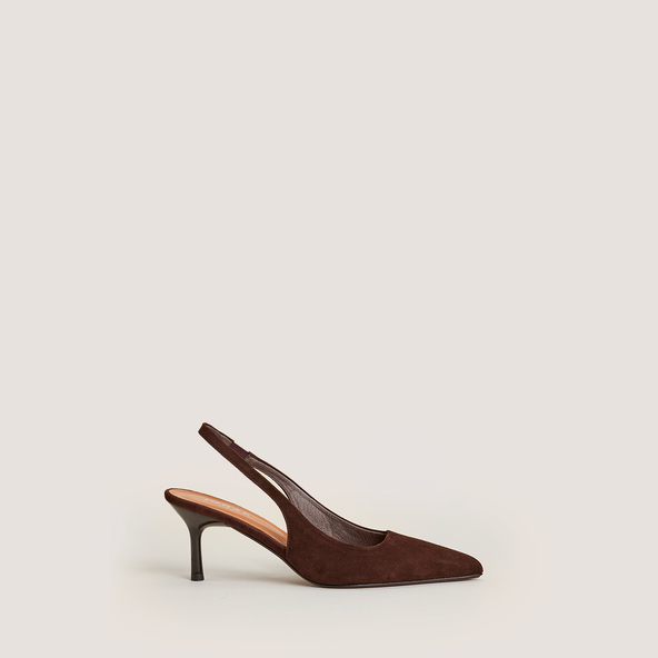 jonak Slingbacks with Pointed Toe in brown velvet DIAMANTINE