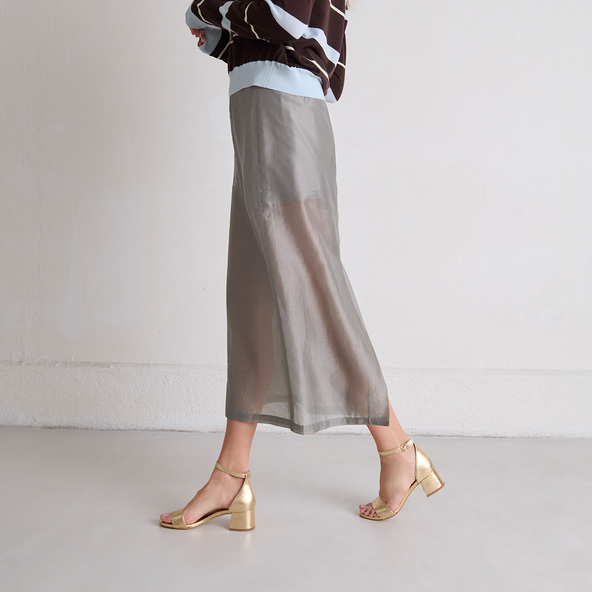 jonak Square heel sandals in gold cracked leather VERDI