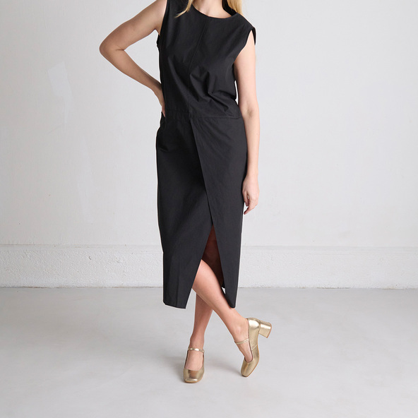 Jonak Square-heeled Mary Jane In Platinum Metallic Leather ALIENOR