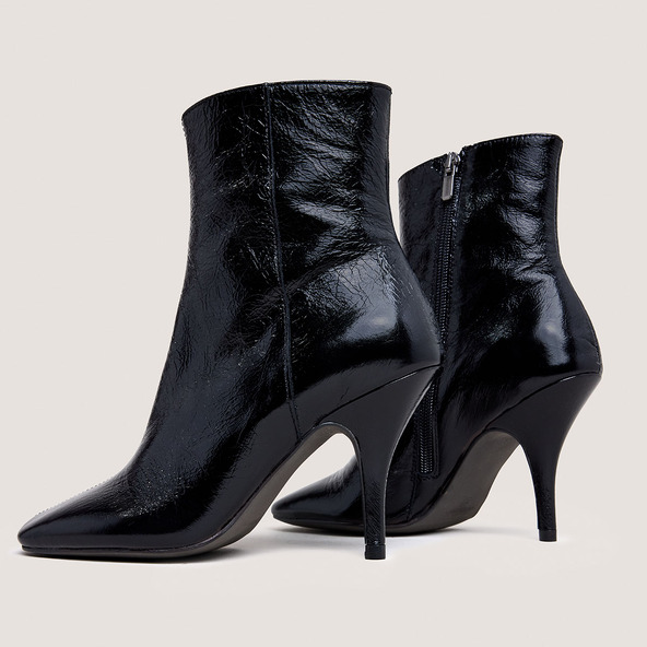 Jonak Square-Toe Booties With Thin Heels In Shiny Black Leather BELFAST