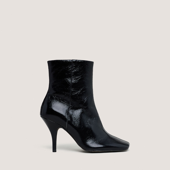 jonak Square-Toe Booties with Thin Heels in shiny black leather BELFAST