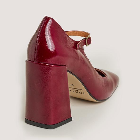 Jonak Square Toe Mary Jane In Marroon Shiny Leather VALERIA