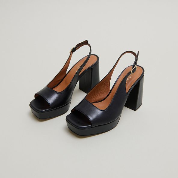 Jonak Square Toe Pumps With High Heels In Black Leather VLAD