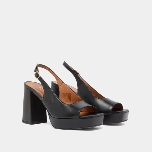 Jonak Square Toe Pumps With High Heels In Black Leather VLAD