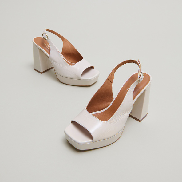 Jonak Square Toe Pumps With High Heels In Ecru Aged Leather VLAD