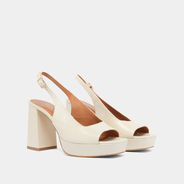 Jonak Square Toe Pumps With High Heels In Ecru Aged Leather VLAD