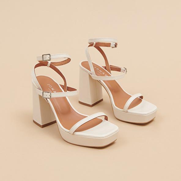 jonak Strap and platform sandals in unbleached distressed leather VLADO