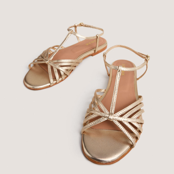 Jonak Strapped Sandals In Gold Metallic Leather WALLONIE