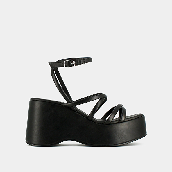 Jonak Strappy And Platform Sandals In Black Leather NOLWENN