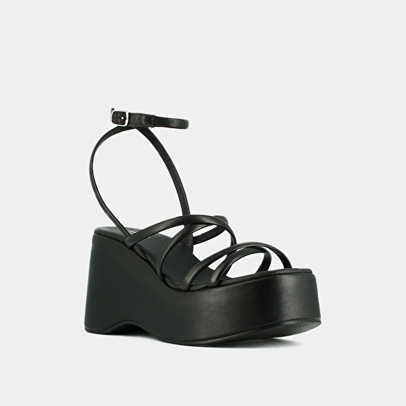 Jonak Strappy And Platform Sandals In Black Leather NOLWENN