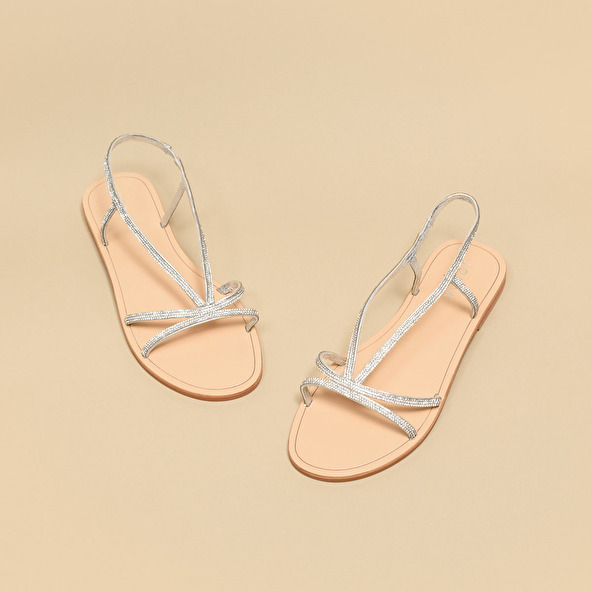 jonak Strappy sandals in leather and silver rhinestones WANDA