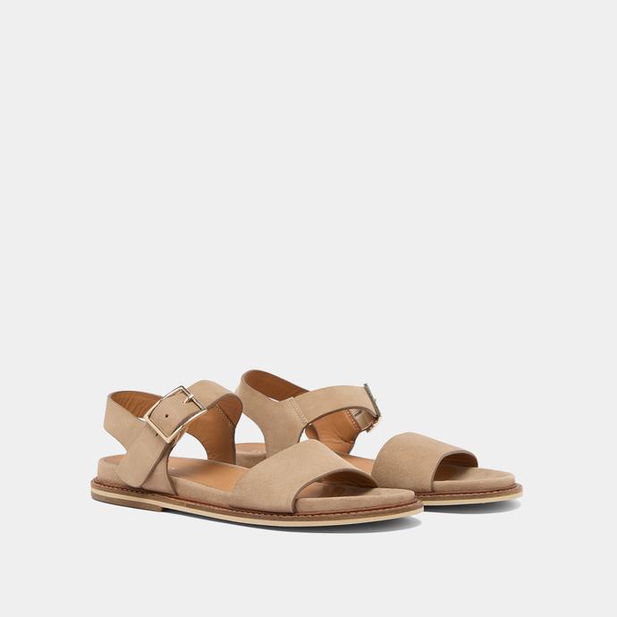 Jonak Strappy Sandals With Open Toe In Beige Velvet ACCO