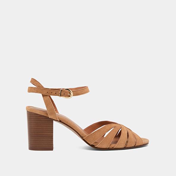 Jonak Strappy Sandals With Open Toe In Camel Velvet DEBACQ