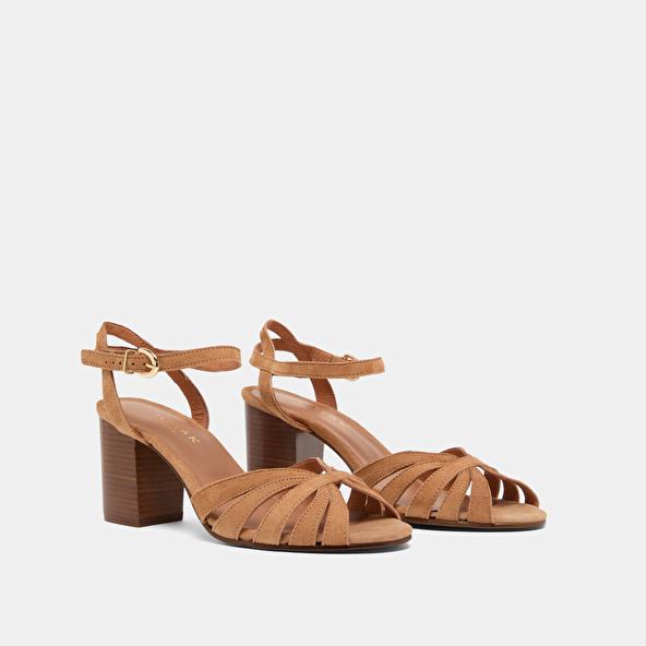 Jonak Strappy Sandals With Open Toe In Camel Velvet DEBACQ