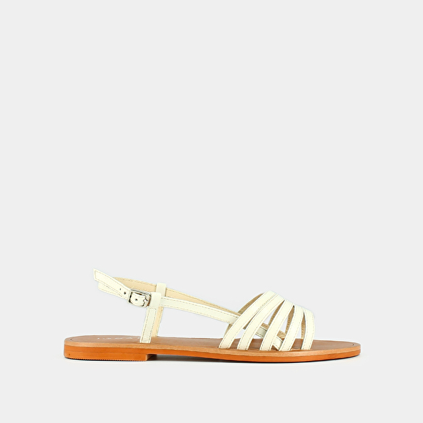 jonak Strappy sandals with open toe in ecru patent leather WROOM