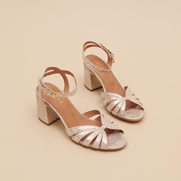 Jonak Strappy Sandals With Open Toe In Platinum Laminated Velvet DEBACQ