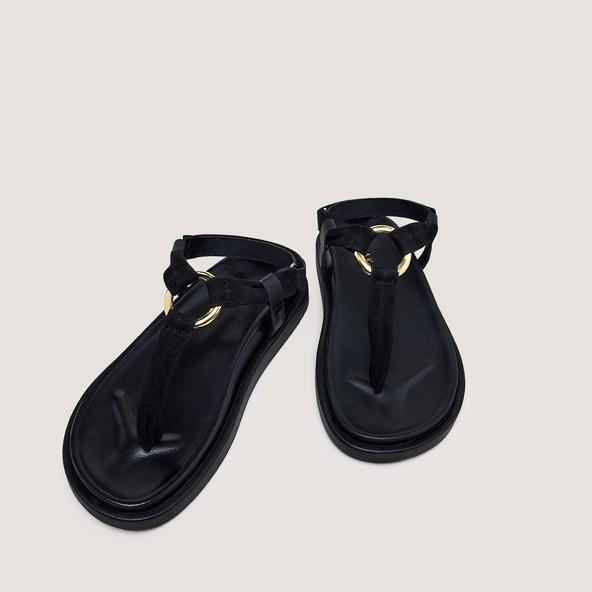 Jonak Strappy Sandals With Round Details In Black Velvet And Leather WILIANA