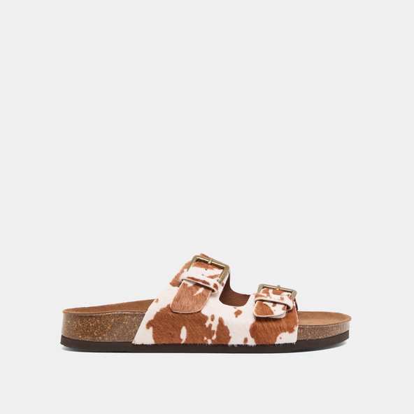 Jonak Two Strap Mules In Brown Cowhide Foal MATISSE