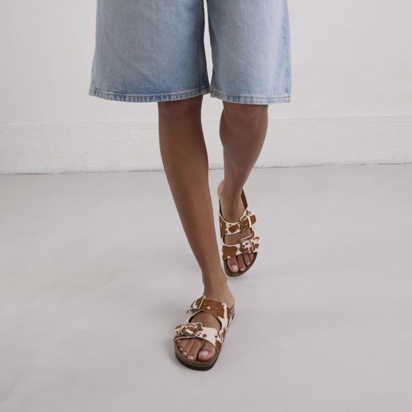 jonak Two strap mules in brown cowhide foal MATISSE