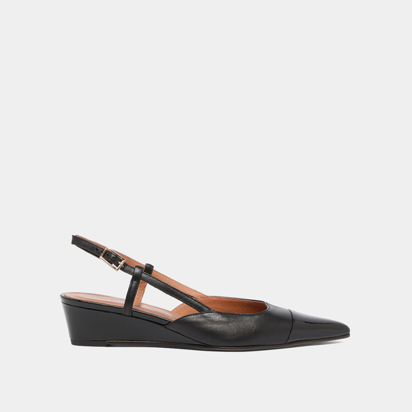 Jonak Wedge Pumps In Black Varnish And Black Leather DAKARA