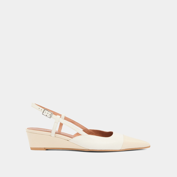 Jonak Wedge Pumps In Ecru Varnish And Ecru Leather DAKARA