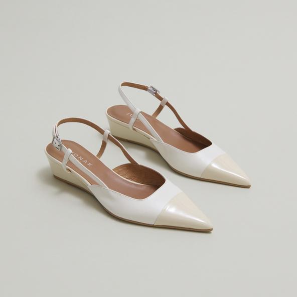 Jonak Wedge Pumps In Ecru Varnish And Ecru Leather DAKARA