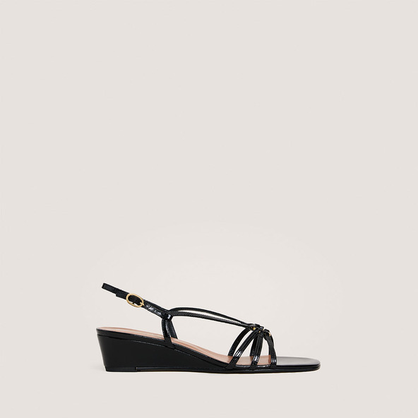 jonak Wedge sandals in black shiny leather DESINVOLTE