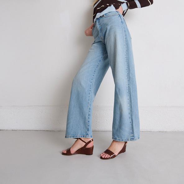 Jonak Wedge Sandals In Dark Brown Shiny Leather AGRUME