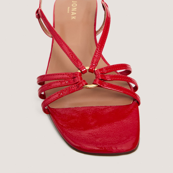 Jonak Wedge Sandals In Red Pleated Varnish DESINVOLTE