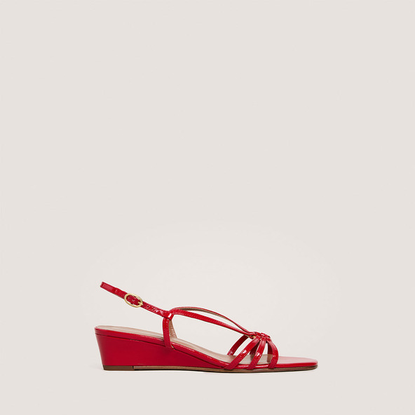 jonak Wedge sandals in red pleated varnish DESINVOLTE