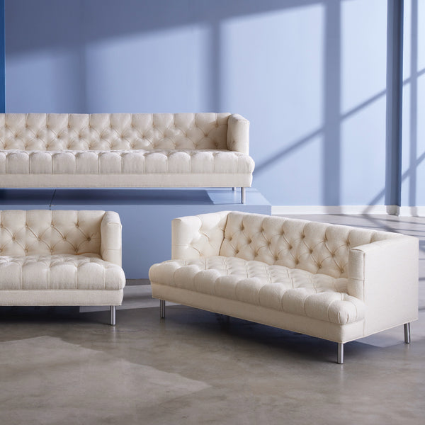 Jonathan Adler Baxter 66" T-Arm Loveseat In Serpette Ivory