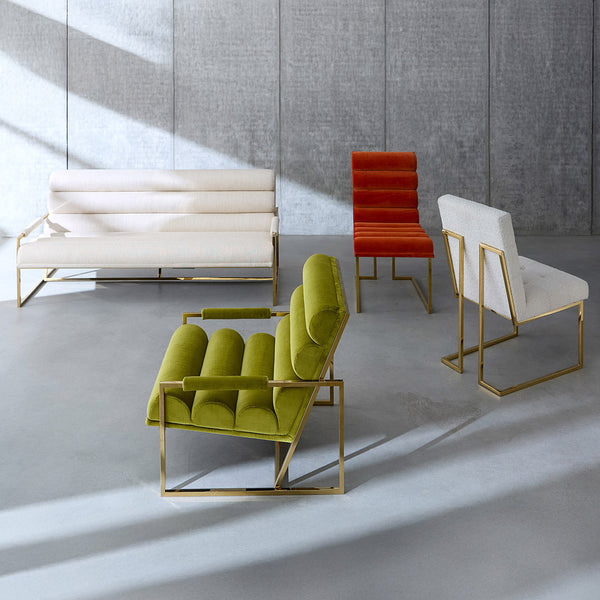 Jonathan Adler Channeled Goldfinger 67.5” Apartment Sofa