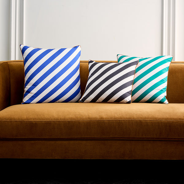 Jonathan Adler Cabana Blue/Ivory Silk Pillow