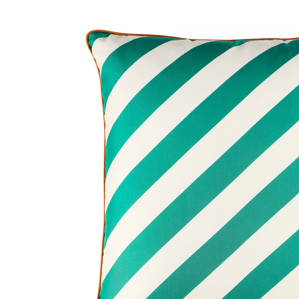 Jonathan Adler Cabana Green/Ivory Silk Pillow