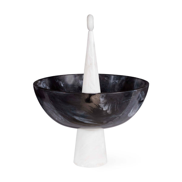 Jonathan Adler Como Black & White Finial Bowl