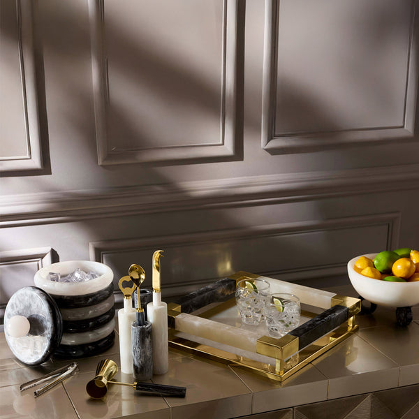 Jonathan Adler Como Black & White Square Tray
