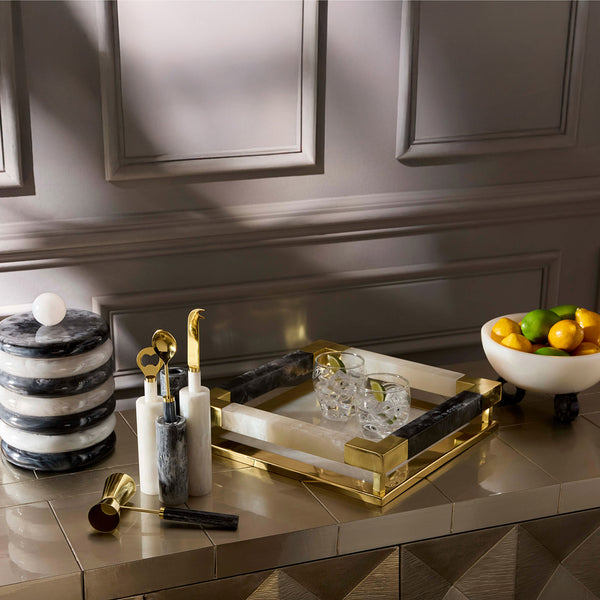 Jonathan Adler Como Black & White Square Tray