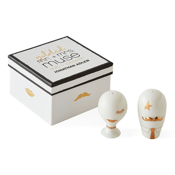 Jonathan Adler Gilded Mr. & Mrs. Muse Salt & Pepper Set