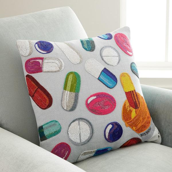 Jonathan Adler Happy Pills Beaded Pillow