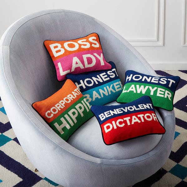 Jonathan Adler Honest Lawyer Needlepoint Pillow