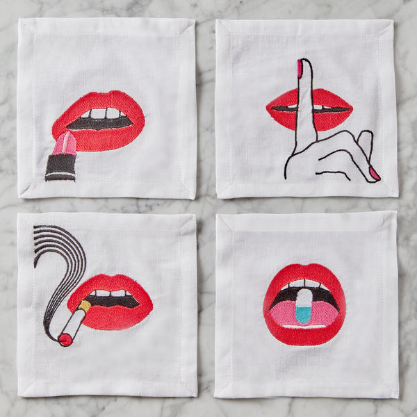 Jonathan Adler Lips Cocktail Napkins